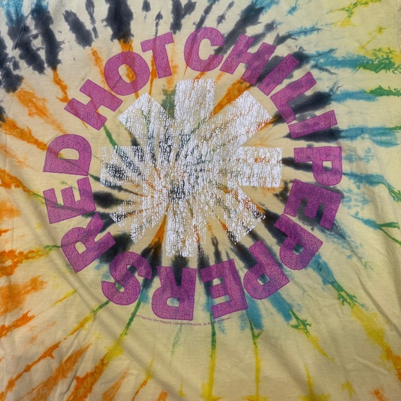 Men’s Bravado 2017 Large Red Hot Chilli Peppers Yellow Tie Dye shirt - Picture 3 of 7